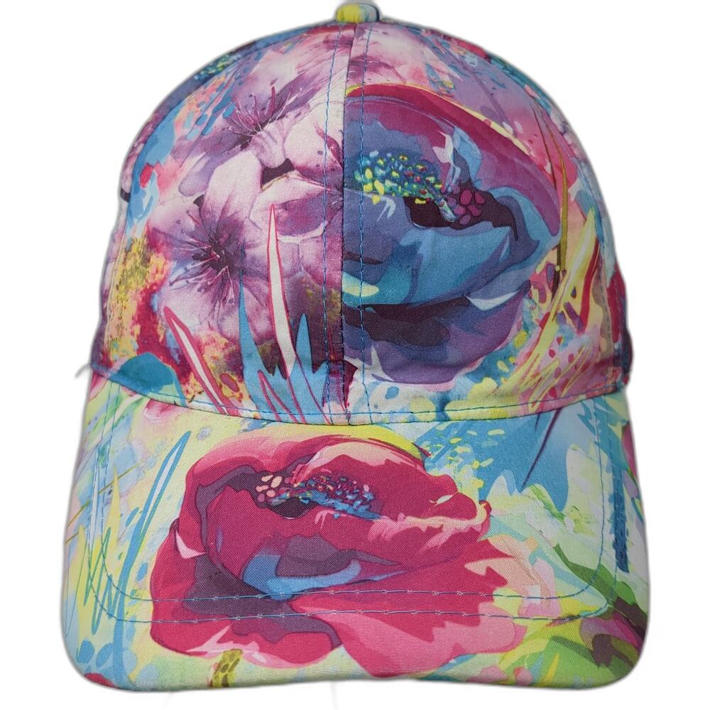 Bongo Baseball Cap Pink Floral All-Over Print One Size Strapback Hat Polyester